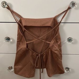 Bytheway. taupe going out top with open back